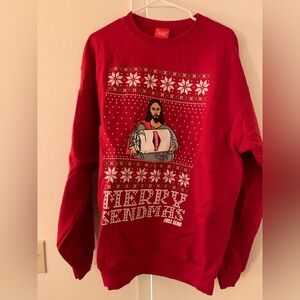 Festive Red Graphic Crewneck Sweater